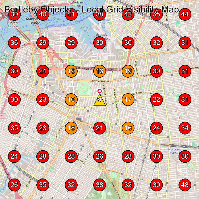 Bartleby Objects GeoGrid visibility map for Leather Goods Manufacturer in Brooklyn